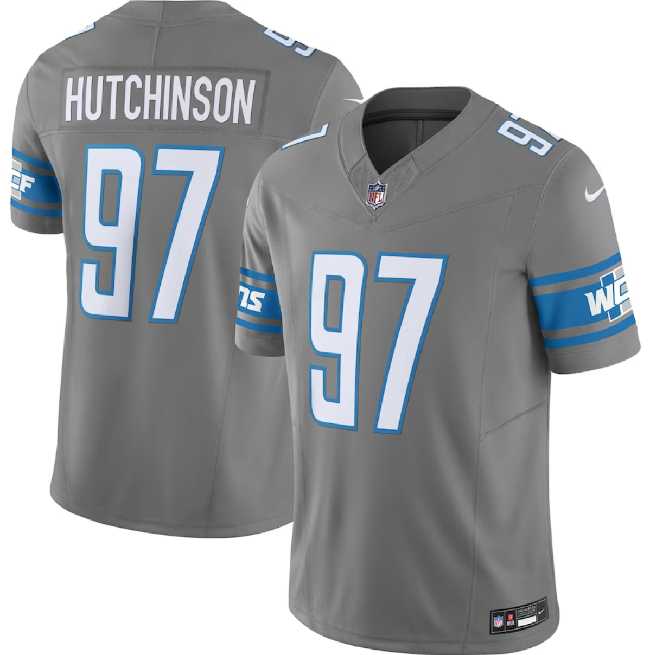 Men & Women & Youth Detroit Lions #97 Aidan Hutchinson Grey 2023 F.U.S.E. Vapor Untouchable Limited Stitched Jersey,We sell and wholesale Men & Women & Youth Detroit Lions #97 Aidan Hutchinson Grey 2023 F.U.S.E. Vapor Untouchable Limited Stitched Jersey on line form chian!